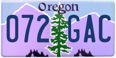 OR license plate 072GAC