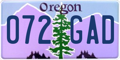 OR license plate 072GAD