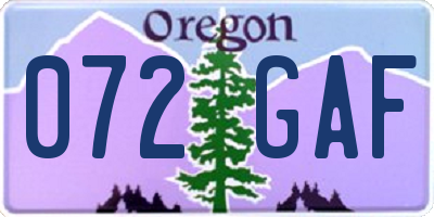 OR license plate 072GAF