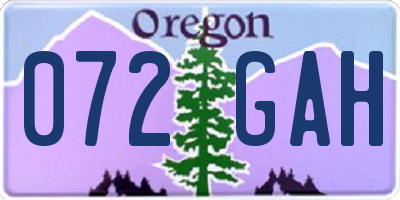 OR license plate 072GAH