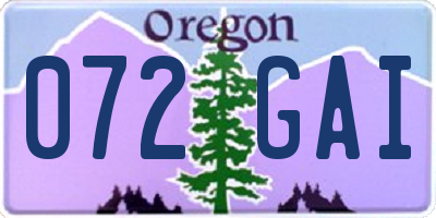 OR license plate 072GAI