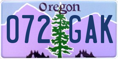 OR license plate 072GAK
