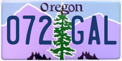 OR license plate 072GAL