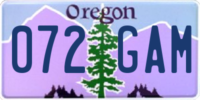 OR license plate 072GAM