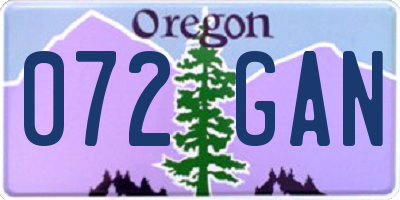 OR license plate 072GAN