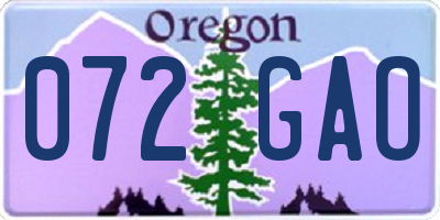 OR license plate 072GAO