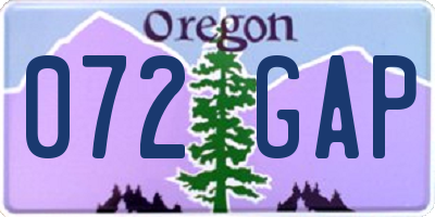 OR license plate 072GAP