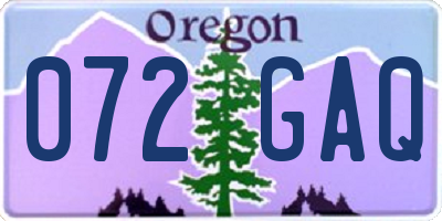 OR license plate 072GAQ