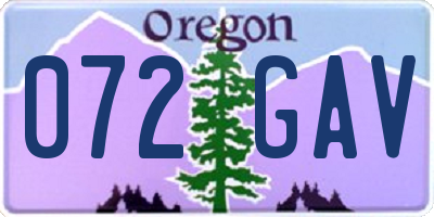 OR license plate 072GAV