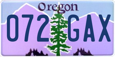 OR license plate 072GAX