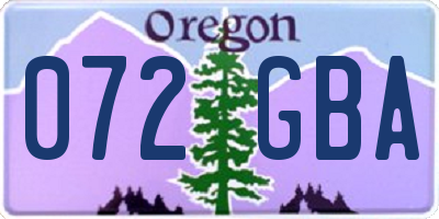 OR license plate 072GBA