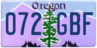 OR license plate 072GBF