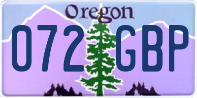 OR license plate 072GBP