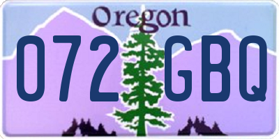 OR license plate 072GBQ