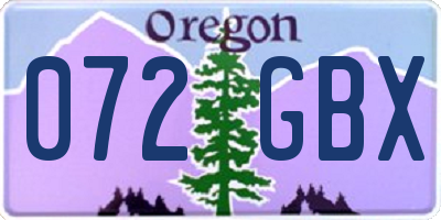 OR license plate 072GBX