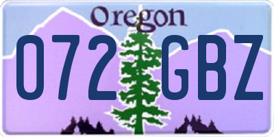 OR license plate 072GBZ