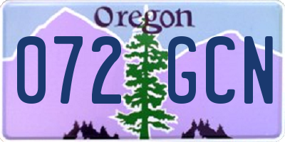 OR license plate 072GCN