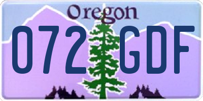 OR license plate 072GDF