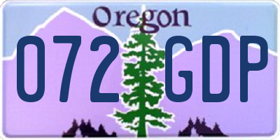 OR license plate 072GDP