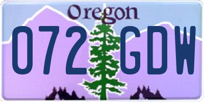 OR license plate 072GDW
