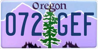 OR license plate 072GEF