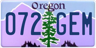 OR license plate 072GEM