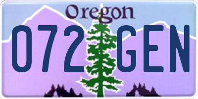OR license plate 072GEN
