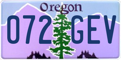 OR license plate 072GEV