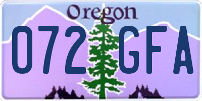 OR license plate 072GFA