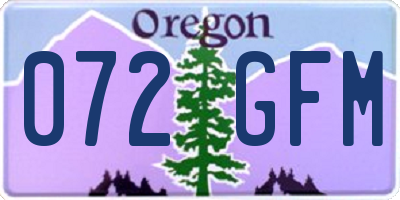 OR license plate 072GFM