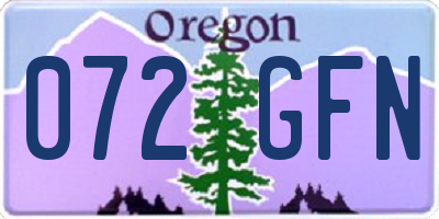 OR license plate 072GFN