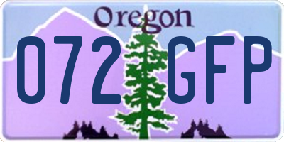 OR license plate 072GFP