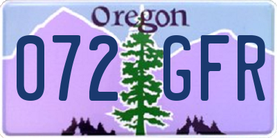 OR license plate 072GFR