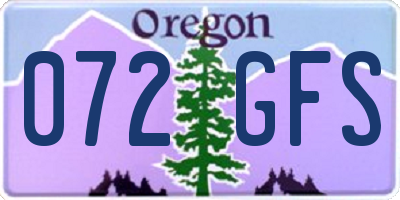 OR license plate 072GFS