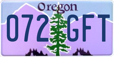 OR license plate 072GFT