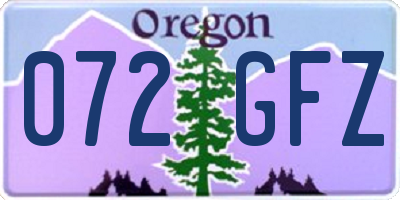 OR license plate 072GFZ