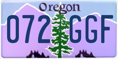 OR license plate 072GGF