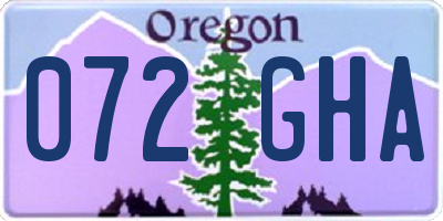 OR license plate 072GHA