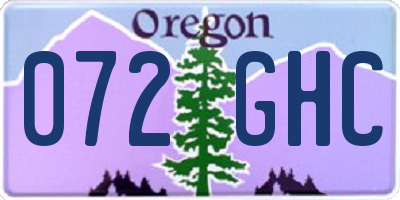 OR license plate 072GHC