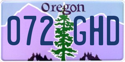 OR license plate 072GHD