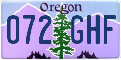 OR license plate 072GHF