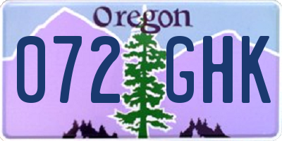 OR license plate 072GHK
