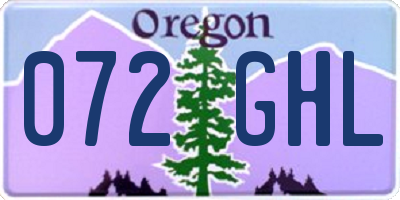 OR license plate 072GHL