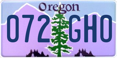 OR license plate 072GHO