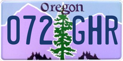 OR license plate 072GHR