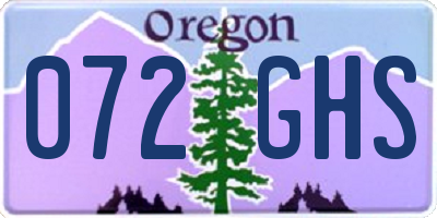 OR license plate 072GHS