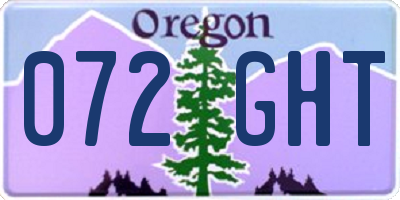 OR license plate 072GHT