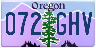 OR license plate 072GHV