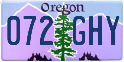OR license plate 072GHY