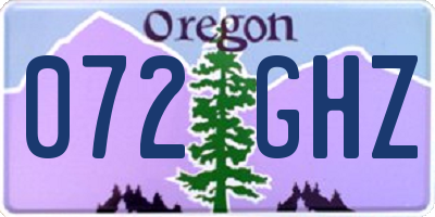 OR license plate 072GHZ